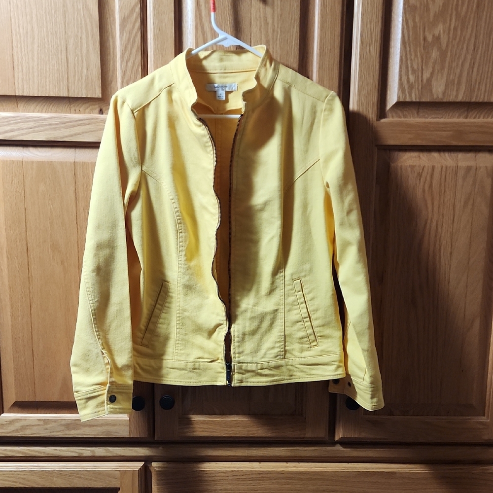 Liz Claiborne Mustard Yellow Zipper Light Jacket